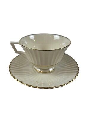 Lenox Colonnade Gold Trim Tea Cup & Saucer